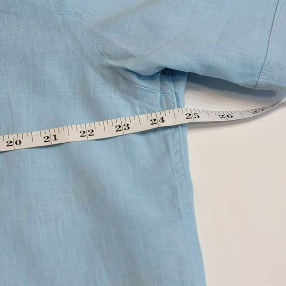 True Measure Tunic Shirt, Men L, Blue, Linen/Cotton Blend, Short Sleeve, EUC - Picture 10 of 13